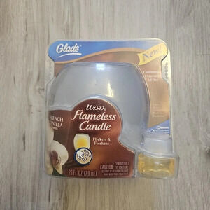 Glade Wisp Flameless Candle French Vanilla Scent Glass Holder